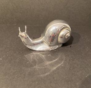 20th C Silvered Metal Sculpture of a Snail